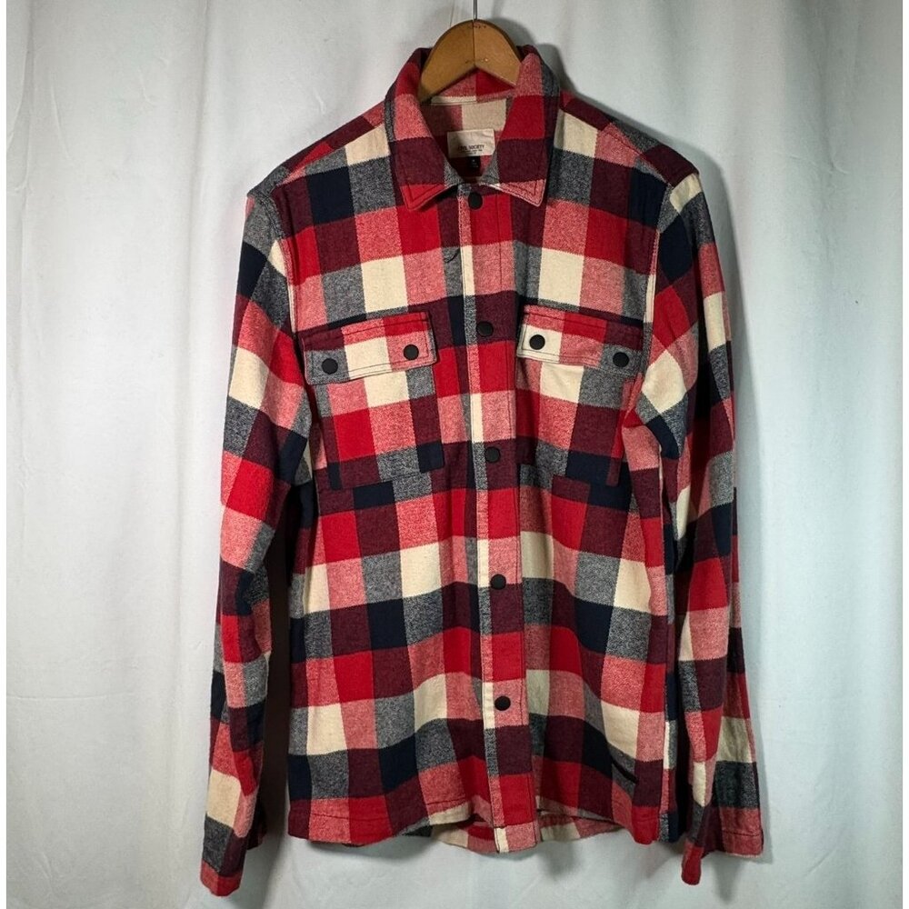 CIVIL SOCIETY Reed Knit Plaid Button Front Shirt Medium Western Heavy Knit